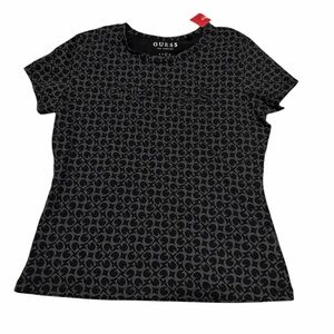 GUESS Black & Gray Logo-Print Short Sleeve Tee